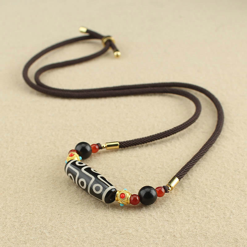 KarmaRipple's Tibetan Nine-Eye Dzi Bead Protection Blessings String Pendant Necklace p4