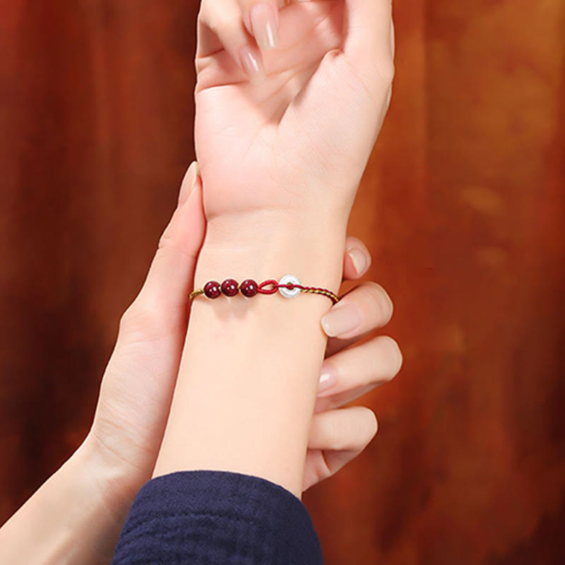 KarmaRipple's Authentic Cinnabar Jade Peace Buckle Blessing Bracelet p25