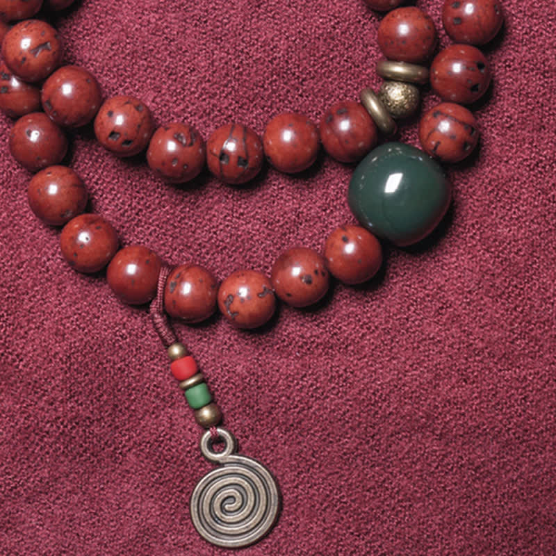 KarmaRipple's Bodhi Seed Cyan Jade Bronze Peace Fortune Bracelet p10