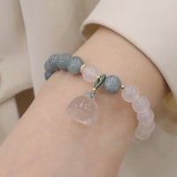 KarmaRipple's Ivory Agate Jade Lotus Flower Peace Buckle Protection Bracelet