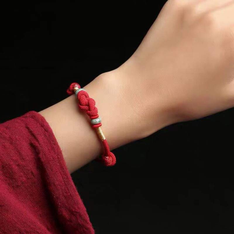 KarmaRipple's Red String Jade Fortune Fortune Weave Woven Pair Bracelet p5