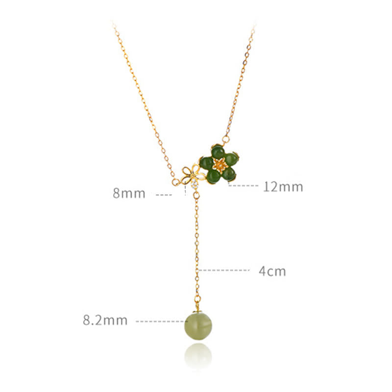 KarmaRipple's 925 Sterling Silver Hetian Cyan Jade Plum Flower Blossom Design Fortune Pendant Necklace p11