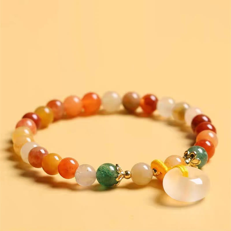 KarmaRipple's 14K Gold Plated Colorful Golden Silk Jade Peace Buckle Wealth Bracelet p2