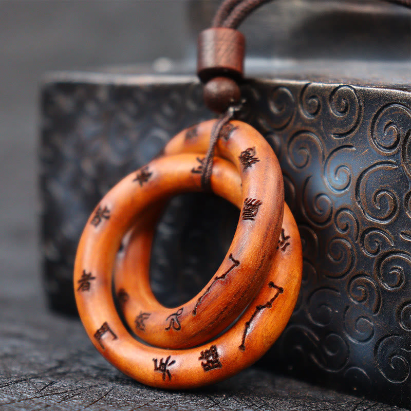 KarmaRipple's Lightning Struck Jujube Wood Taoist Yin Yang Ring Qiankun Circle Leizu Taboo Fortune Pendant Necklace p6