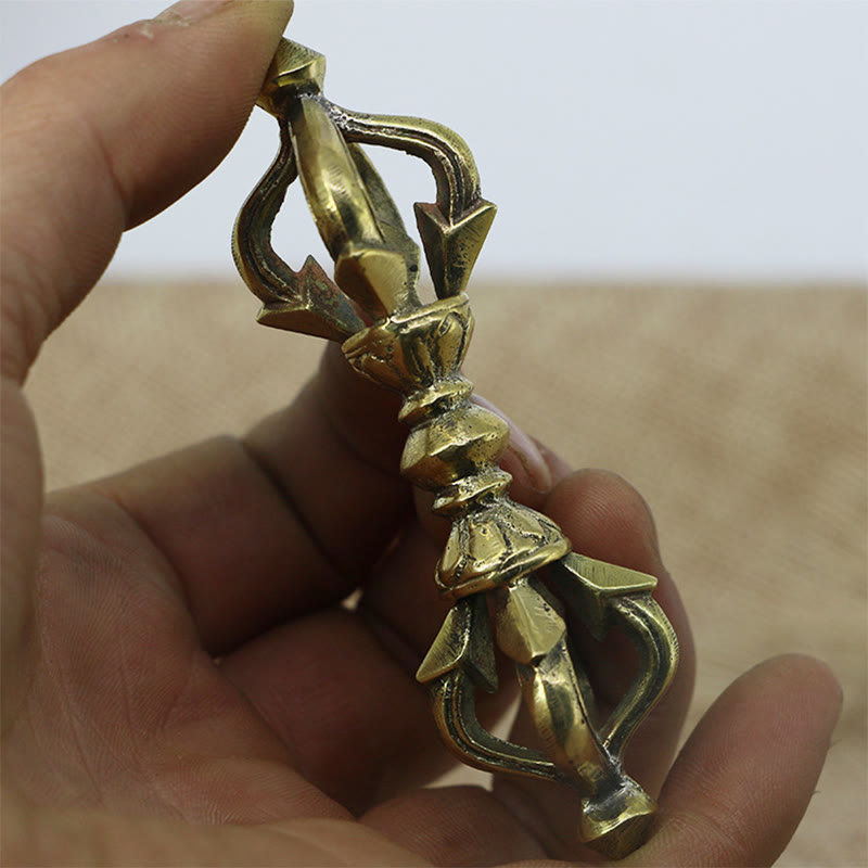 KarmaRipple's Handcrafted Nepal Small Five Prong Vajra Dorje Strength Bronze Decoration p2