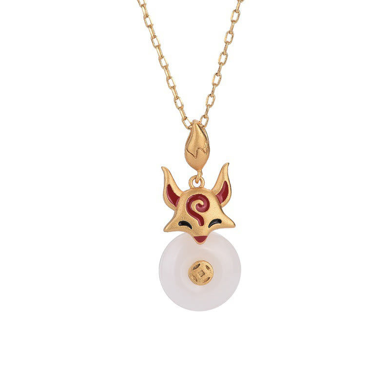 KarmaRipple's Ivory Jade Fox Bronze Coin Protection Fortune Pendant Necklace p5