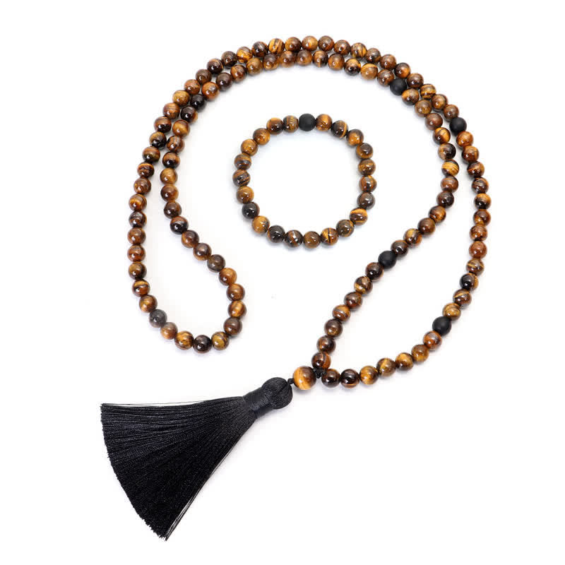KarmaRipple's 108 Beadwork Mala Tiger Eye Protection Tassel Bracelet p10