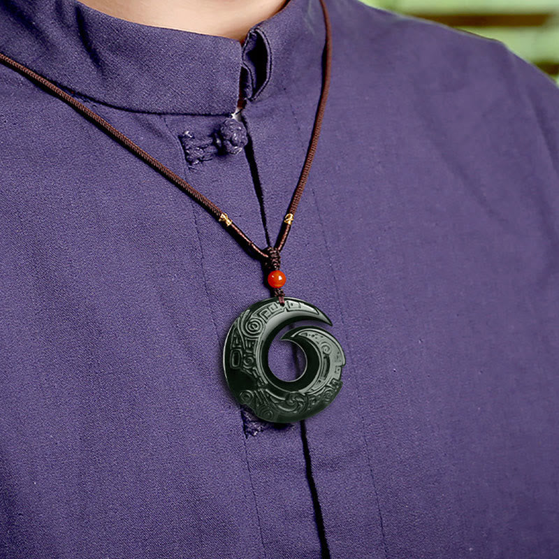 KarmaRipple's One's Fortune Improves Design Patern Authentic Hetian Cyan Jade Success Pendant Necklace p6