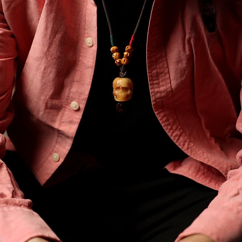 KarmaRipple's Tibetan Camel Bone Skull The Lord of the Corpse Forest Protection Pendant Necklace p2