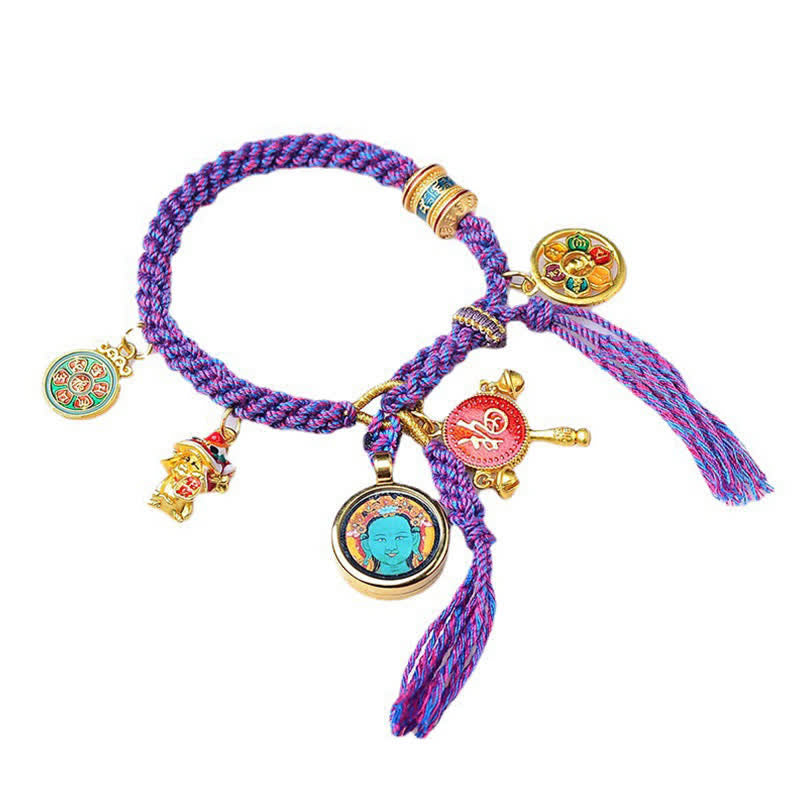 KarmaRipple's Tibetan Green Tara Zakiram Goddess of Wealth Thangka Fortune Braid String Bracelet p4