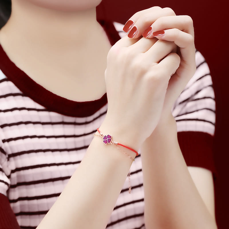 KarmaRipple's 925 Sterling Silver Color-changing Four Leaf Clover Fortune Protection Red String Bracelet p6
