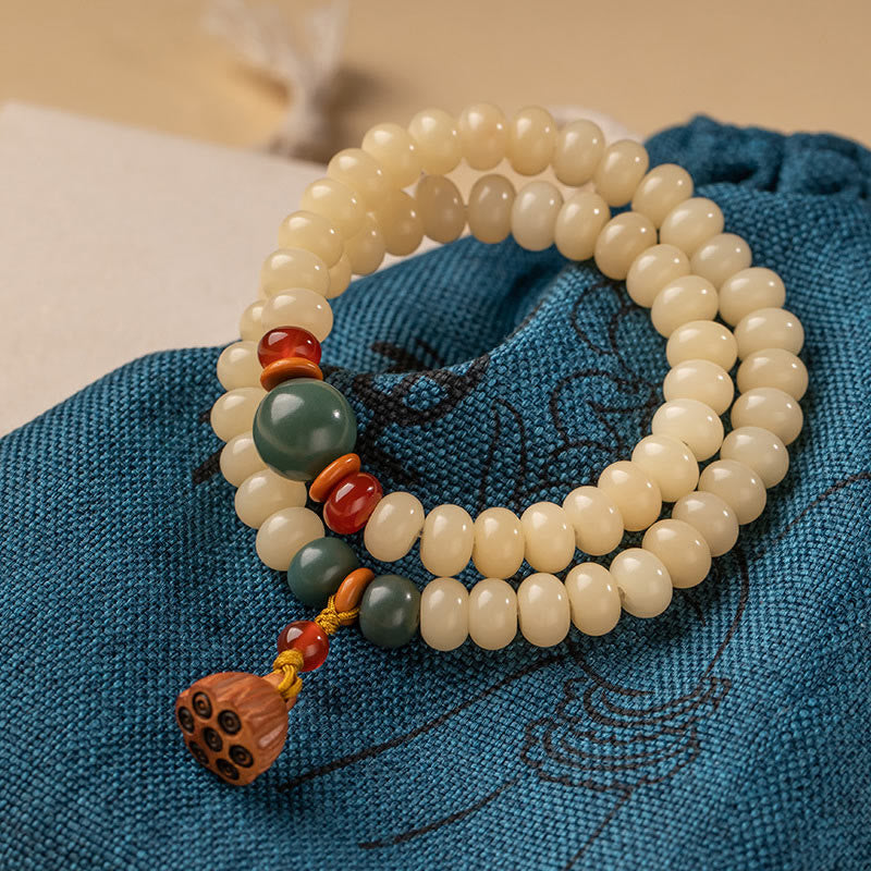 KarmaRipple's Bodhi Seed Lotus Pod Talisman Peace Double Wrap Bracelet p1