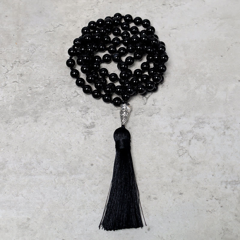 KarmaRipple's 108 Mala Black Onyx Beadwork Yoga Meditation Prayer Beadwork Pendant p5