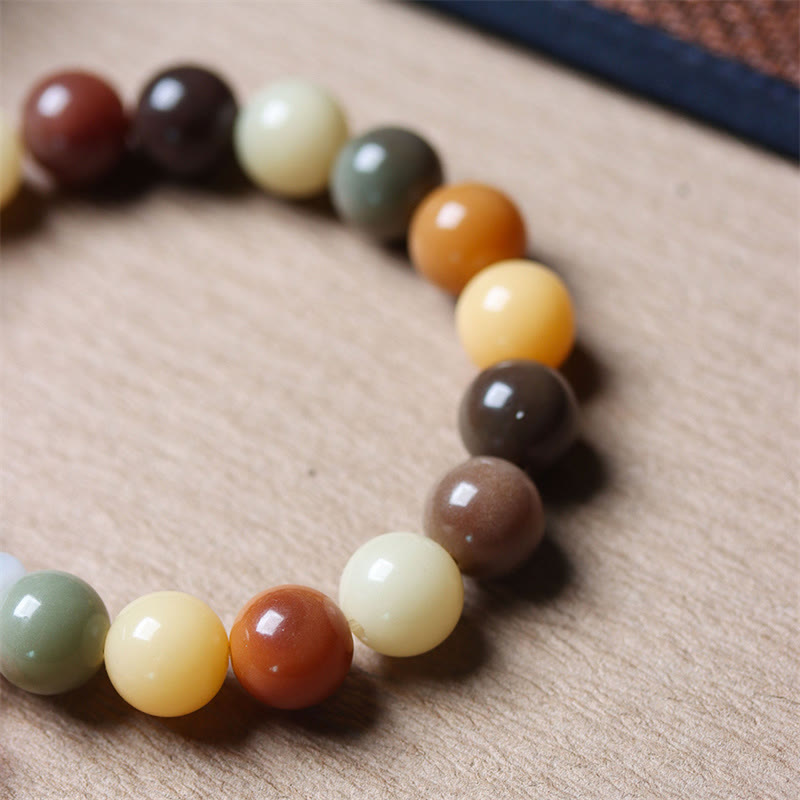 KarmaRipple's Authentic Multicolored Gradient Bodhi Seed Liuli Glass Talisman Peace Bracelet p9