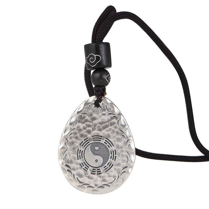 KarmaRipple's Vintage 999 Sterling Silver Yin Yang Bagua Water Drop Design Balance Balance Pendant Necklace p15