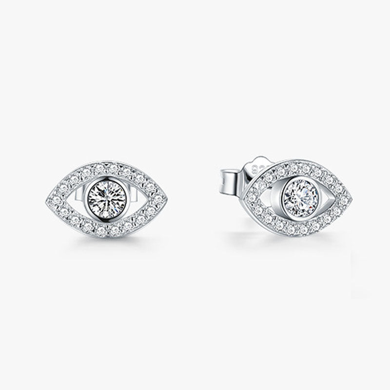 KarmaRipple's 925 Sterling Silver Evil Eye Symbol Protection Stud Earrings p1