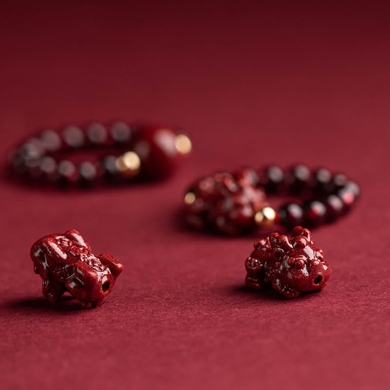 KarmaRipple's Garnet Cinnabar Fortunate Bead PiXiu Om Mani Padme Hum Rose Protection Ring p12