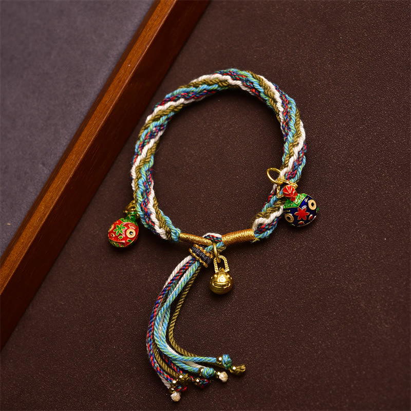 KarmaRipple's Handmade Gold Swallowing Beast Family Balancing Reincarnation Weave Braid Bracelet p4