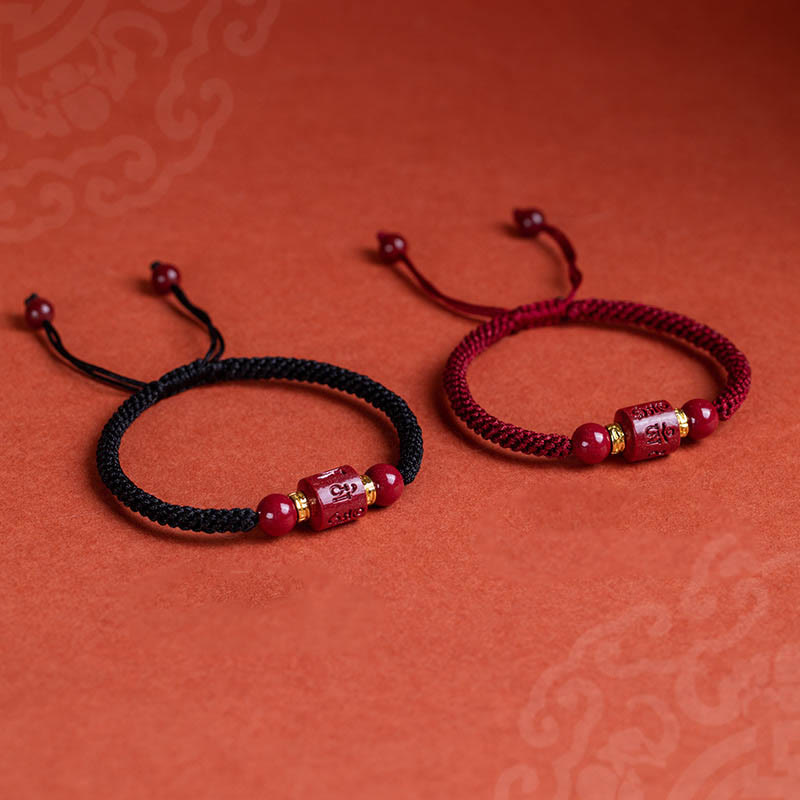 KarmaRipple's Tibet Cinnabar Om Mani Padme Hum Engraved Blessing Woven Bracelet p17