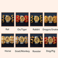 KarmaRipple's Chinese Zodiac Natal Buddha Silver Fortune Woven String Bracelet