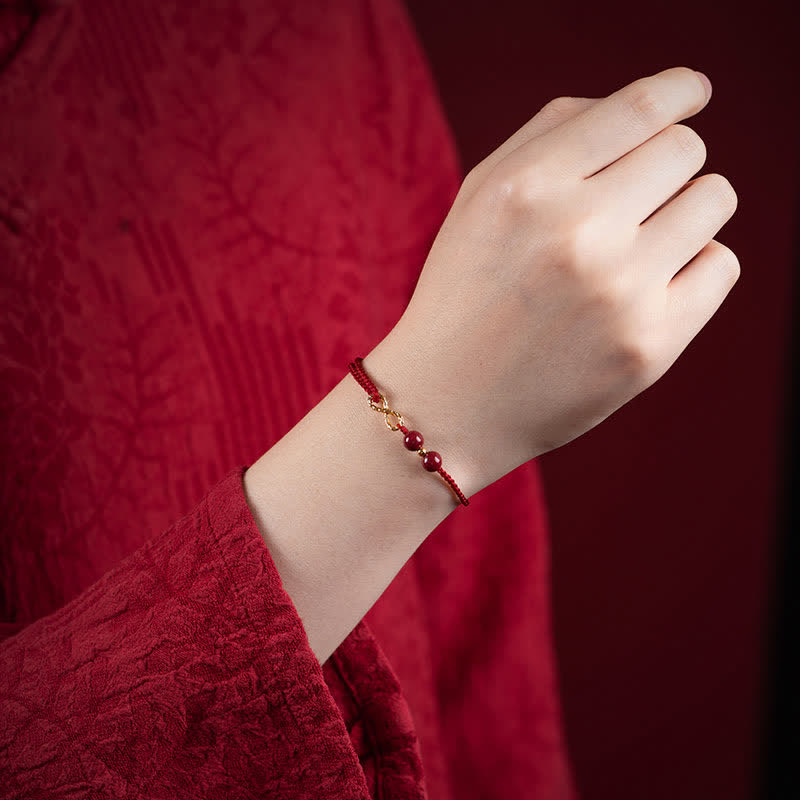 KarmaRipple's Cinnabar Blessing Red String 14K Gold Infinity Symbol Bracelet Anklet p3