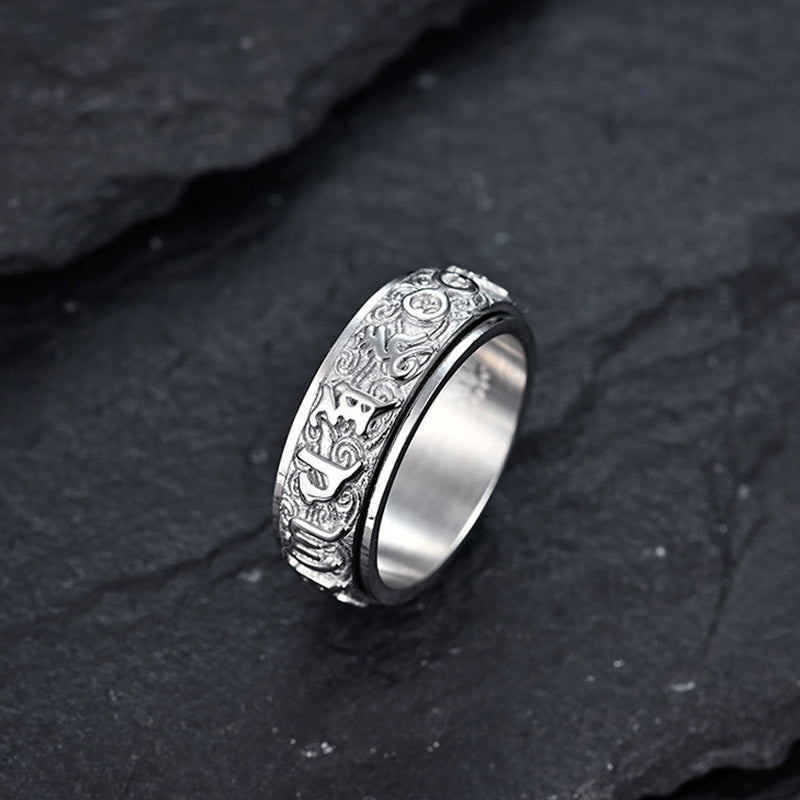 KarmaRipple's Six True Words Balance Calm Titanium Steel Ring p9