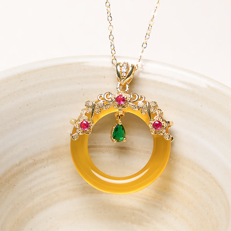 KarmaRipple's Green Chalcedony Peace Buckle Design Strength Pendant Necklace p41