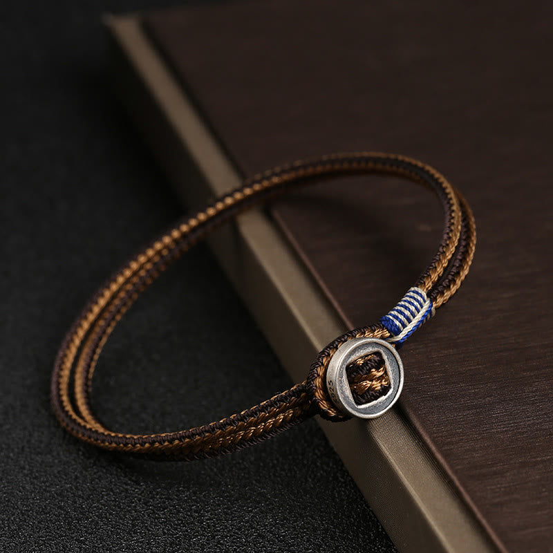 KarmaRipple's 925 Sterling Silver Handmade Button Protection Weave String Bracelet p23