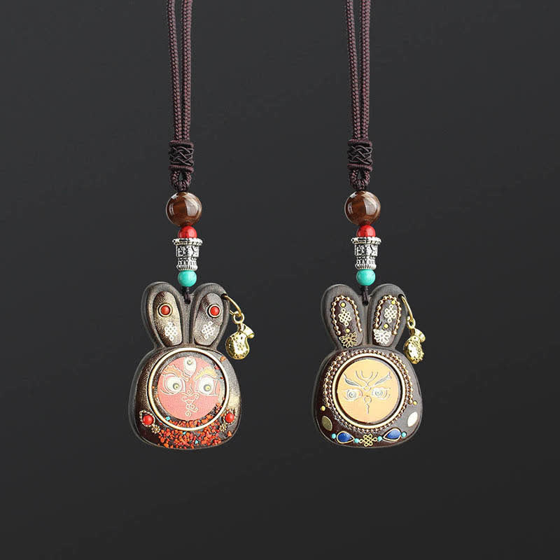 KarmaRipple's Tibet Ebony Five God of Wealth Thangka Pendant Necklace p13