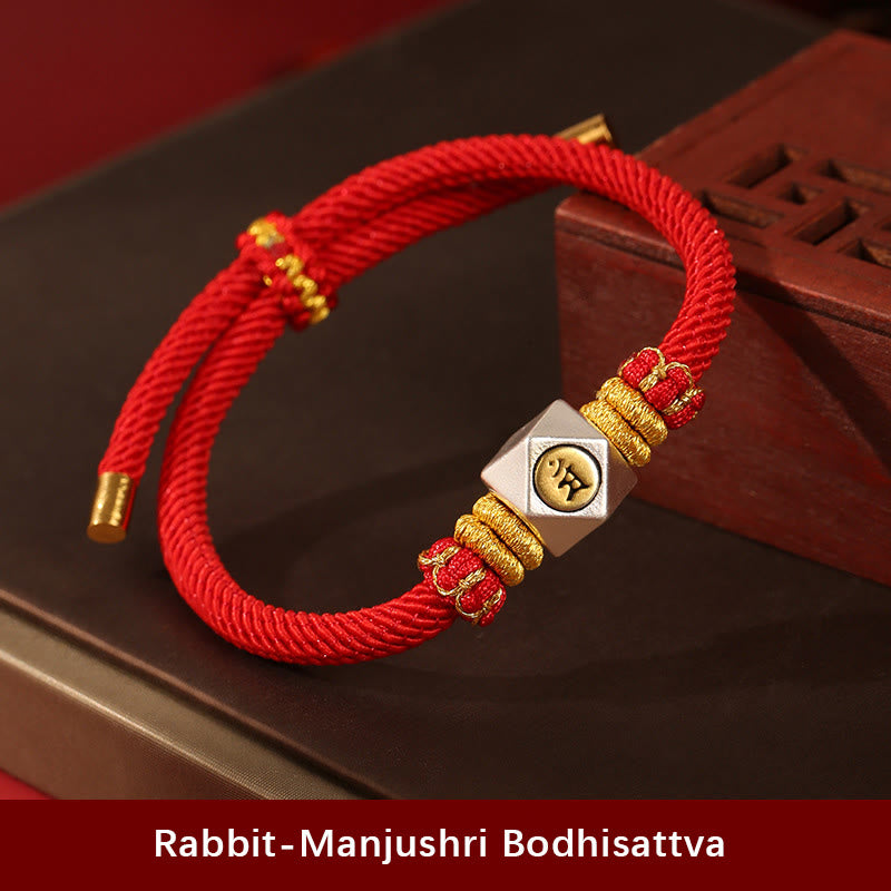 KarmaRipple's 999 Sterling Silver Chinese Zodiac Natal Buddha Red Rope Fortune Strength Handcrafted Kids Bracelet p12