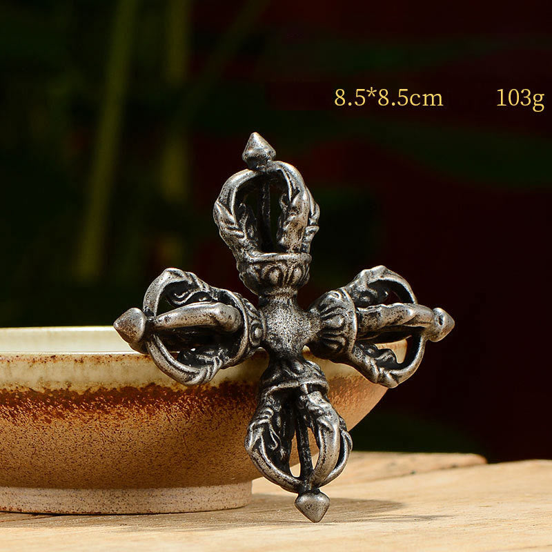KarmaRipple's Tibetan Handmade 5 Prong Double Dorje Bronze Iron Thunderbolt Strength Vajra p19