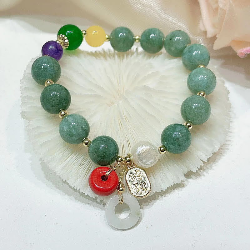 KarmaRipple's Jade Red Agate Peace Buckle Talisman Confidence Bracelet p8