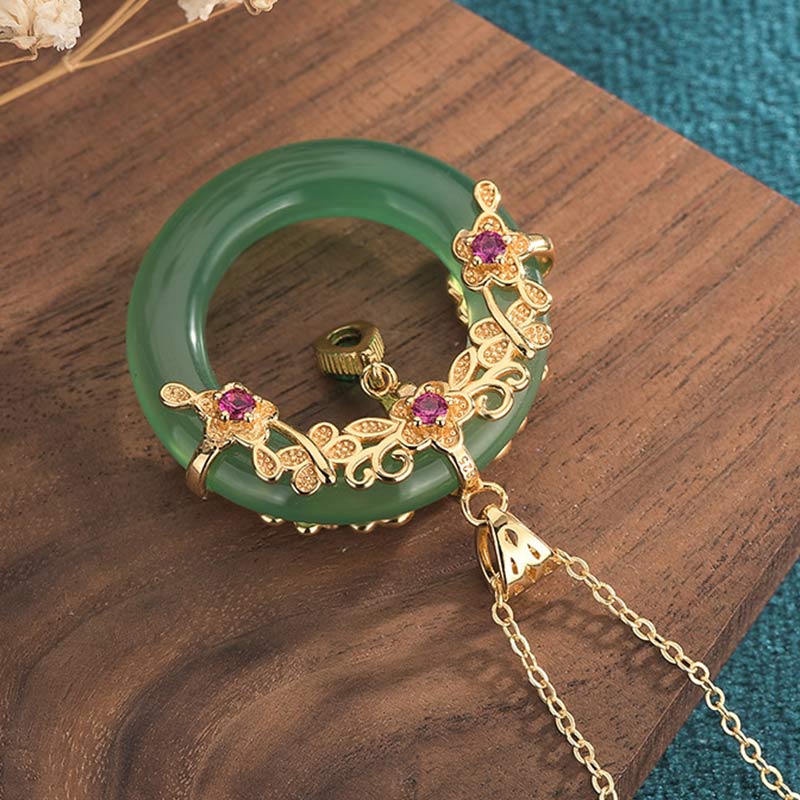 KarmaRipple's Authentic Round Cyan Jade Balancing Pendant Necklace p4
