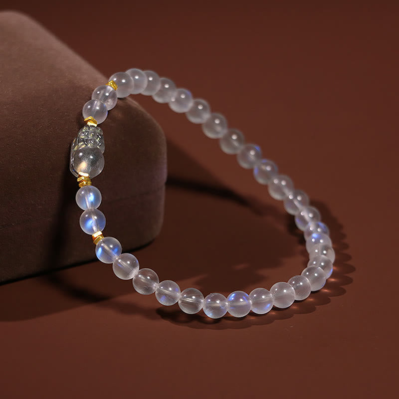 KarmaRipple's 925 Sterling Silver Plated Gold Authentic Moonstone PiXiu Balancing Bracelet p3