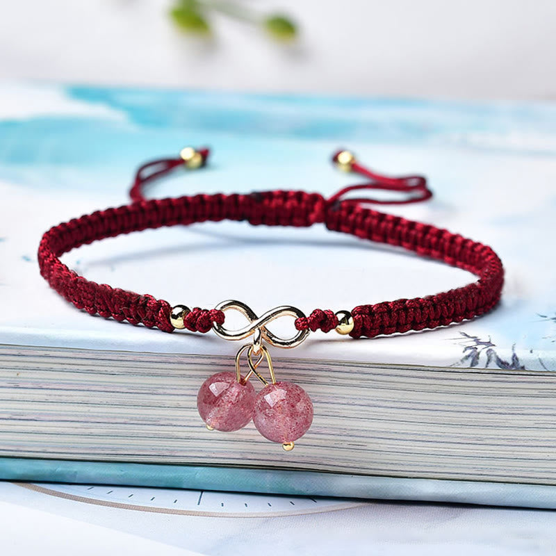KarmaRipple's Authentic Strawberry Quartz Amethyst Green Phantom Bead Positive Bracelet p1