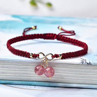 KarmaRipple's Authentic Strawberry Quartz Amethyst Green Phantom Bead Positive Bracelet