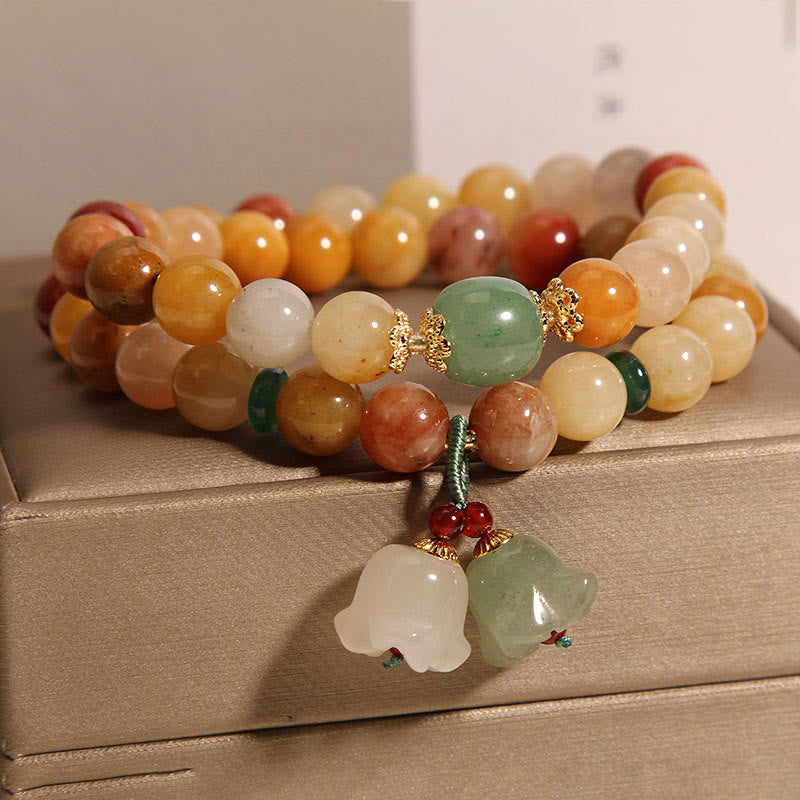 KarmaRipple's Tibet Authentic Golden Silk Jade Double Layer Bell Orchid Fortune Bracelet p2