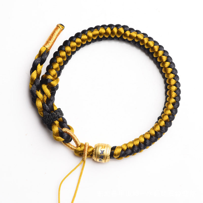 KarmaRipple's Handmade Tibetan Black Gold Dragon Scale Rope Om Mani Padme Hum Purity Bracelet p7