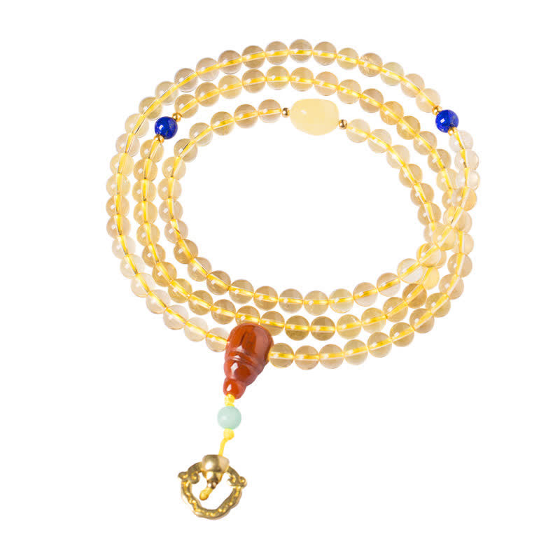 KarmaRipple's 925 Sterling Silver 108 Mala Beadwork Authentic Citrine Red Agate Amber Pleasure Talisman Bracelet p16