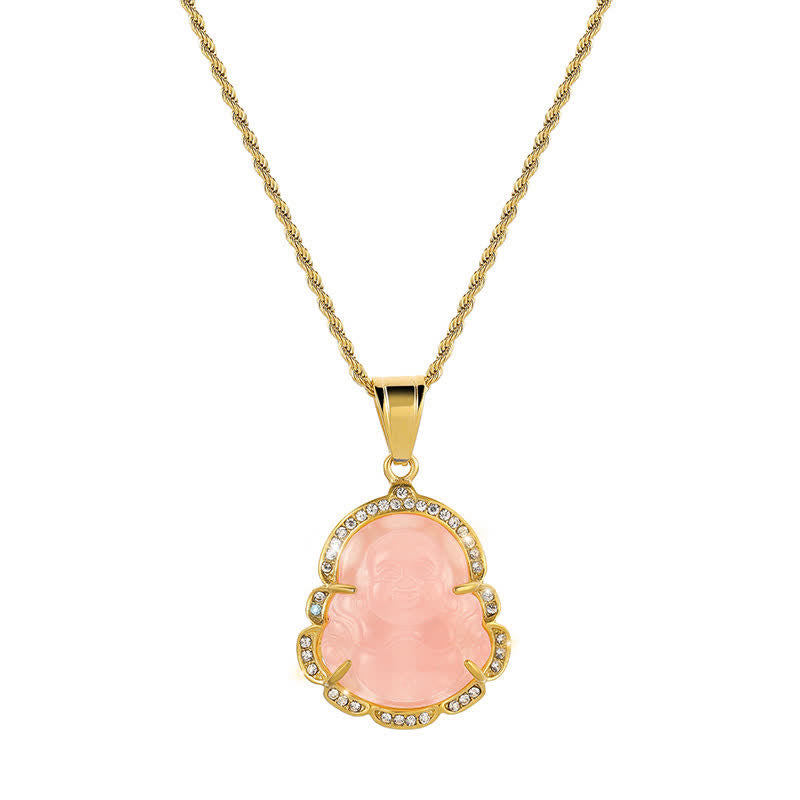 KarmaRipple's 18K Gold Filled Laughing Buddha Jade Fortune Pendant Chain Necklace p3