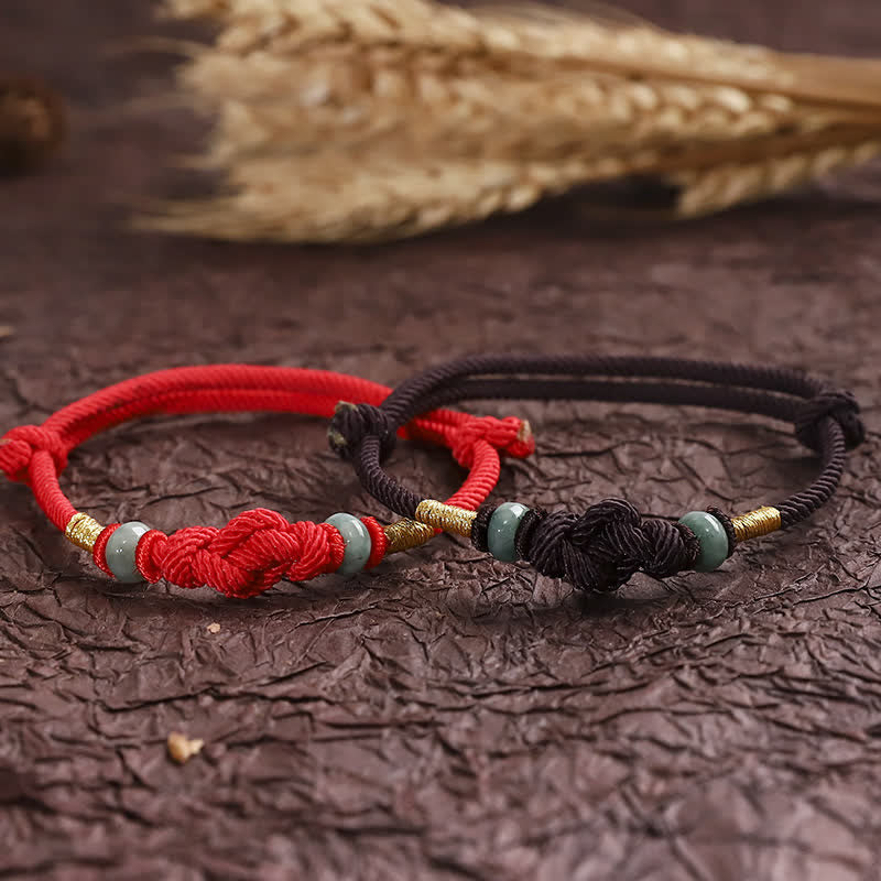 KarmaRipple's Red String Jade Fortune Fortune Weave Woven Pair Bracelet p11