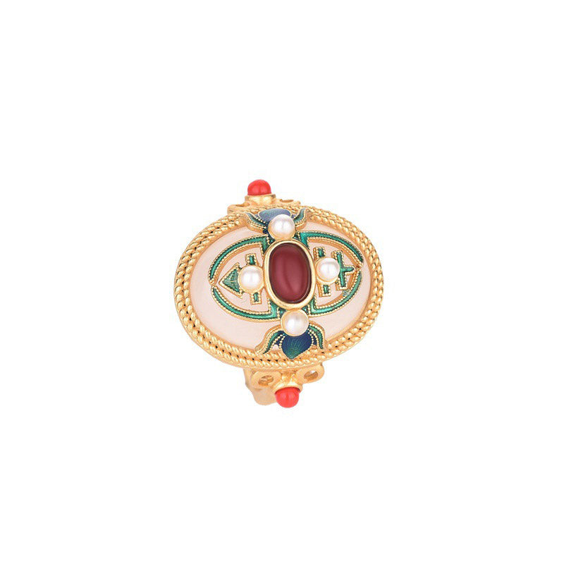 KarmaRipple's Ivory Jade Red Agate Happiness Fortune Ring p5