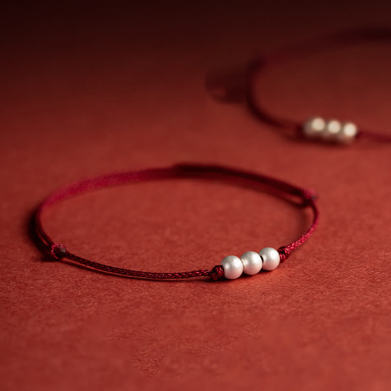 KarmaRipple's 925 Sterling Silver Three Beadwork Protection String Bracelet Anklet p6
