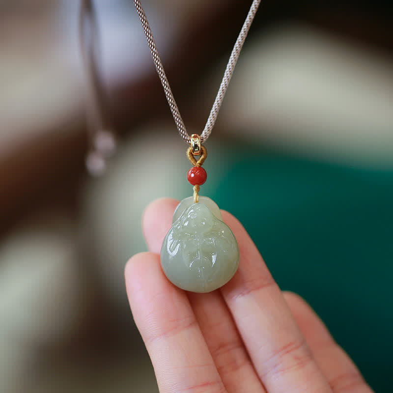KarmaRipple's Laughing Buddha Hetian Jade Wealth Prosperity String Pendant Necklace p1