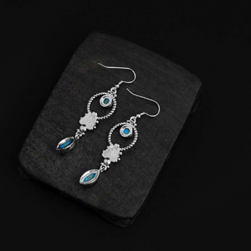 KarmaRipple's 925 Sterling Silver Vintage Turquoise Waterdrop Pattern Balance Drop Dangle Earrings p10