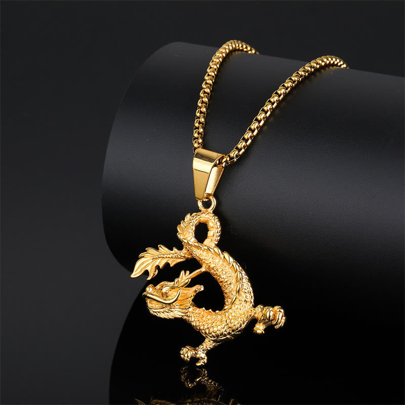 KarmaRipple's Dancing Dragon Pattern Fortune Pendant Necklace p2