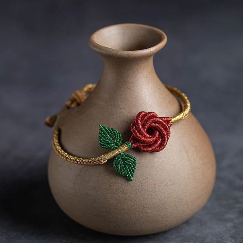 KarmaRipple's Rose Flower Rope Eight Thread Peace Weave Fortune Handmade Bracelet p7