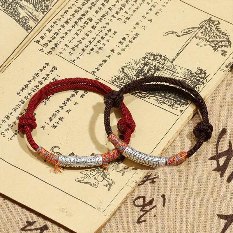 KarmaRipple's Handmade 999 Sterling Silver Om Mani Padme Hum Protection?Rope Bracelet p3
