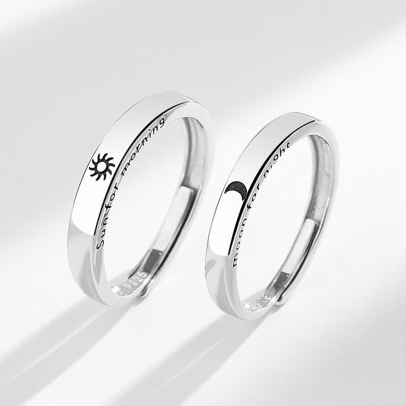 KarmaRipple's 925 Sterling Silver Sun Moon Protection Adjustable Pair Ring p3