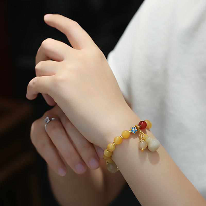 KarmaRipple's Authentic Golden Silk Jade Gourd Talisman Wealth Fortune Bracelet p6